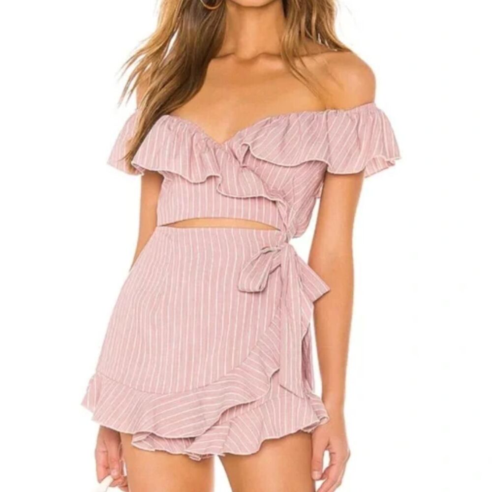 Superdown Women's Pink and White Playsuit-romper